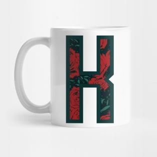 Modern Rose Floral Initial Name Alphabet - Letter K Mug